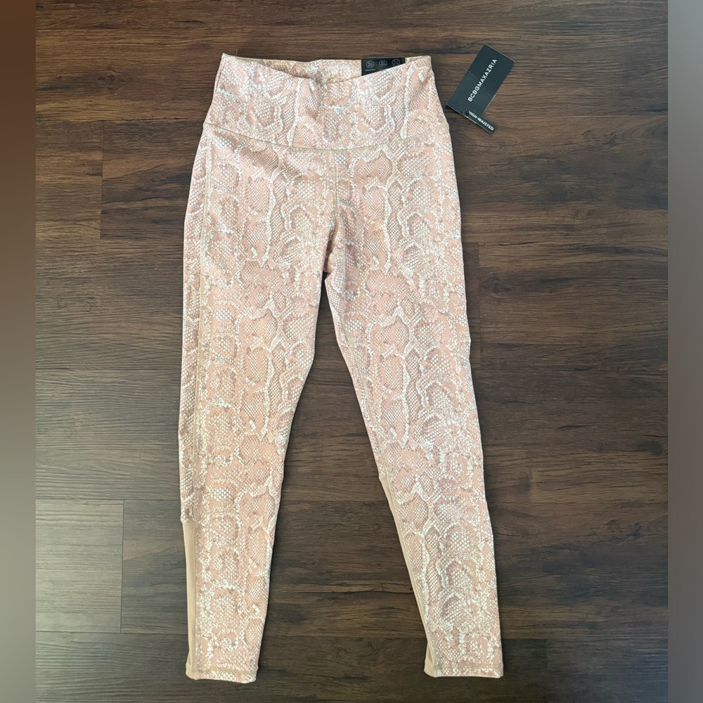 BCBGMAXAZRIA High Waisted Snakeskin Print Leggings Medium